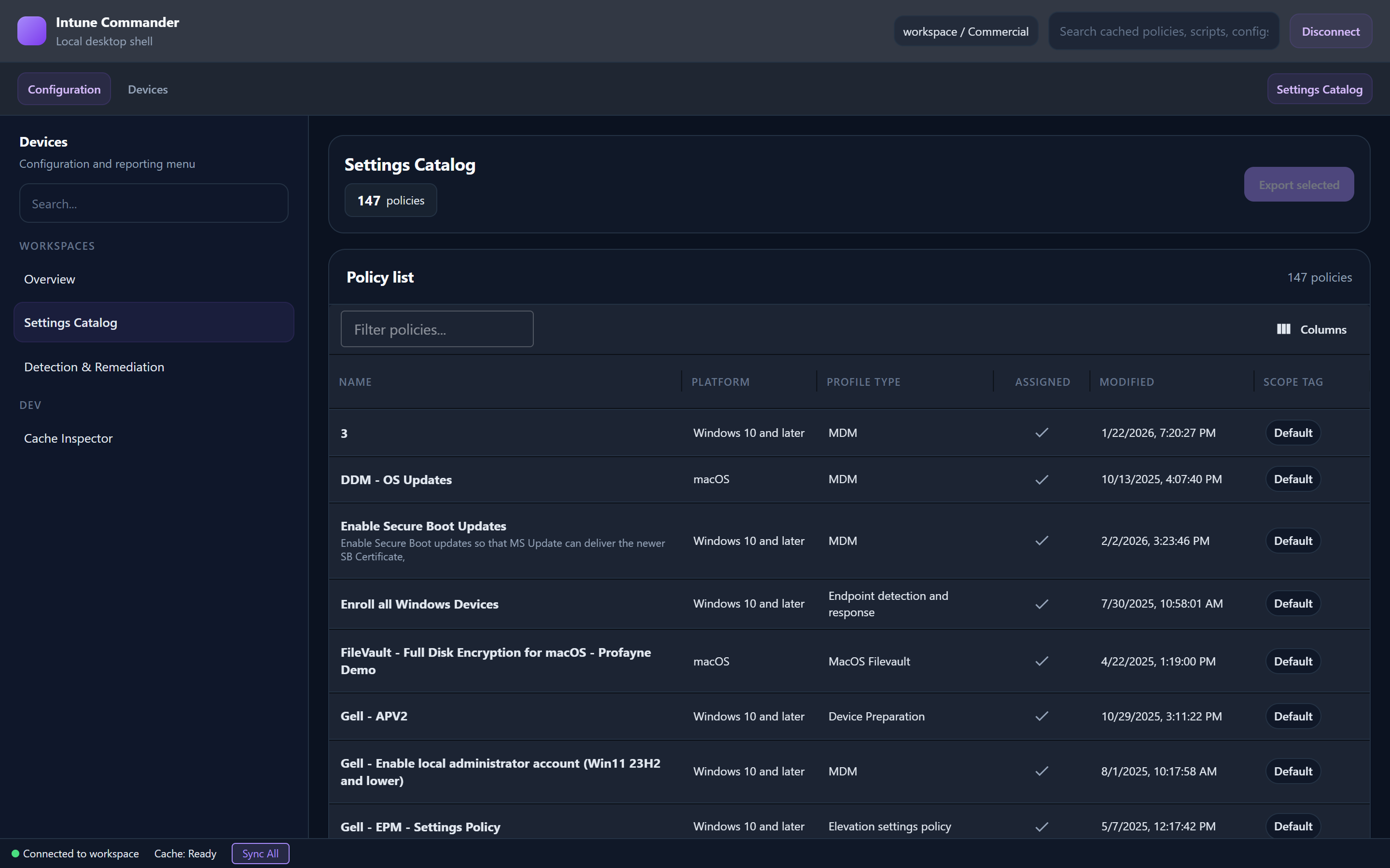 Intune Commander application screenshot